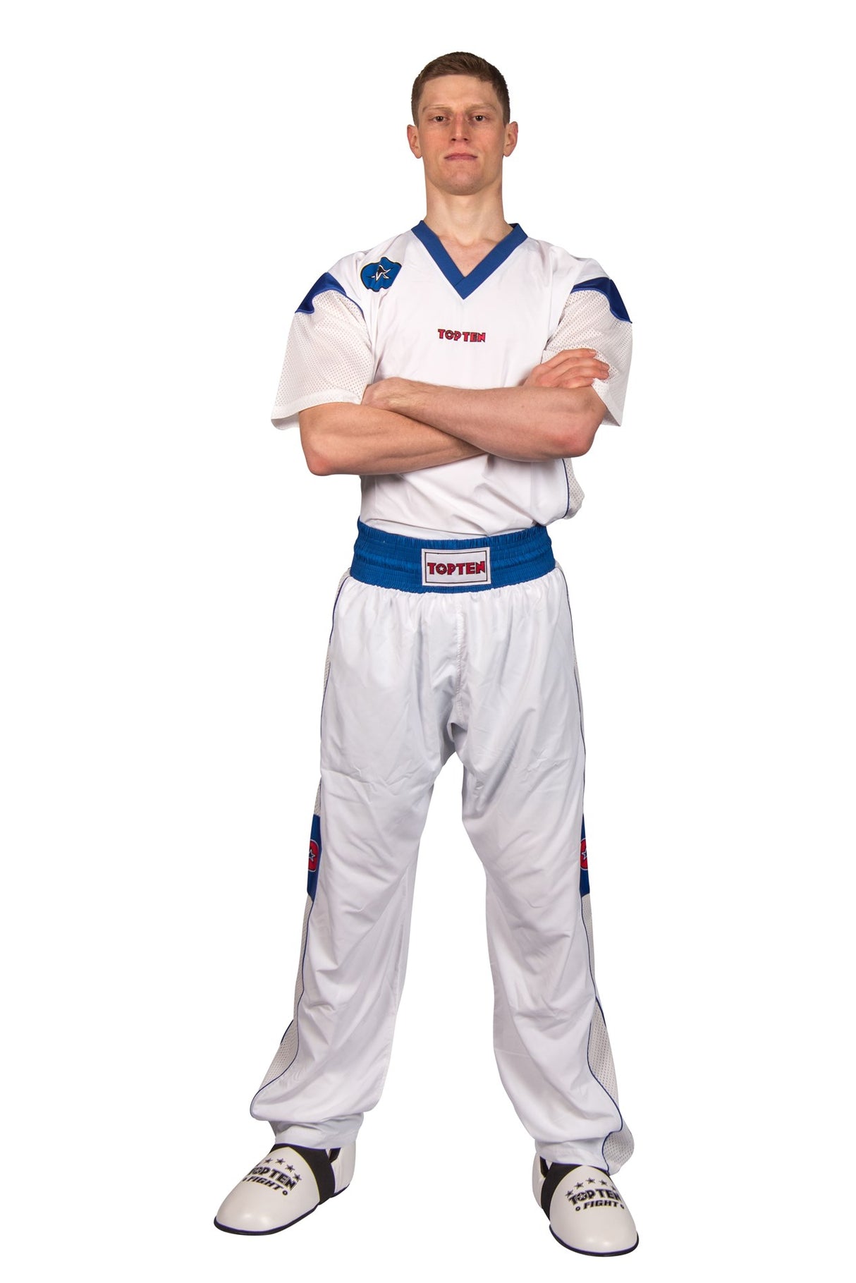 Kickboxuniform „Star Edition“ - White/Blue,150cm