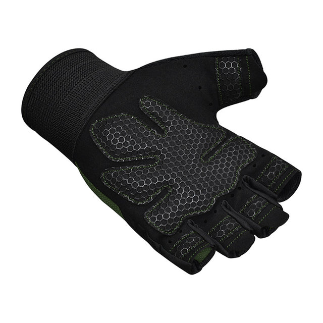 GYM WEIGHT LIFTING GLOVES W1 HALF BLACK PLUS-L - BLACK,LARGE