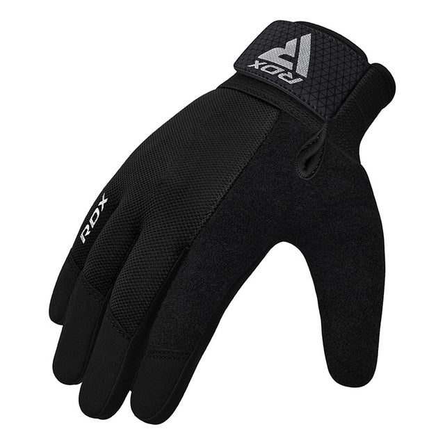 GYM WEIGHT LIFTING GLOVES W1 FULL BLACK PLUS-L - BLACK,LARGE