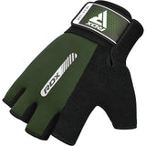 GYM WEIGHT LIFTING GLOVES W1 HALF ARMY GREEN-M - ARMY GREEN,MEDIUM