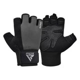 GYM WEIGHT LIFTING GLOVES W1 HALF GRAY PLUS-XL - GRAY,XL