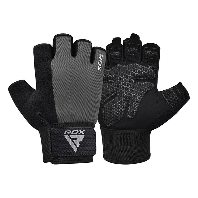 GYM WEIGHT LIFTING GLOVES W1 HALF GRAY PLUS-L - GRAY,LARGE