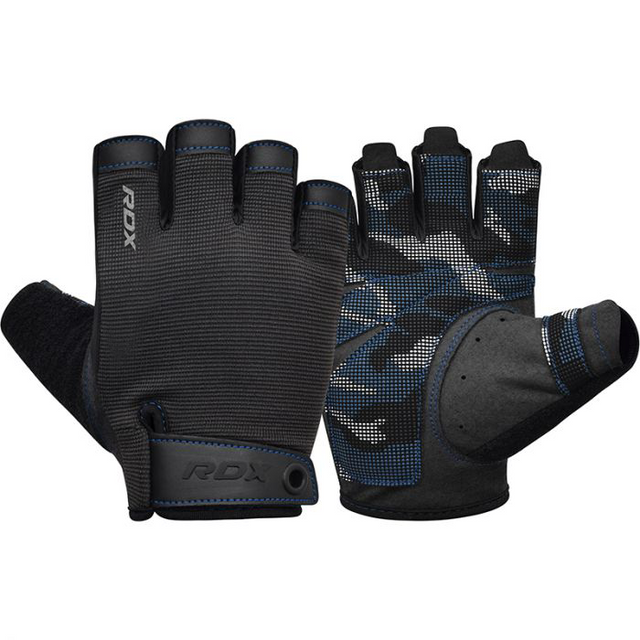 GYM TRAINING GLOVES T2 HALF BLUE PLUS-L - Large