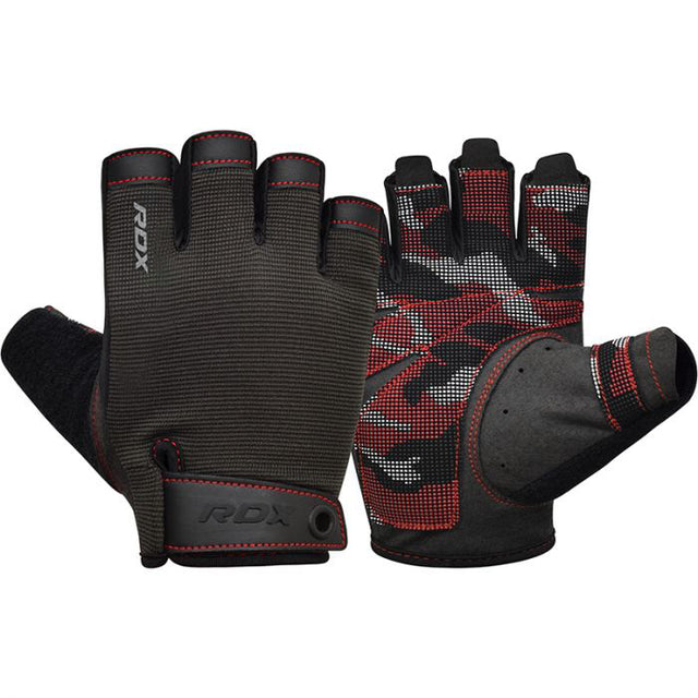 GYM TRAINING GLOVES T2 HALF RED PLUS-M - Medium