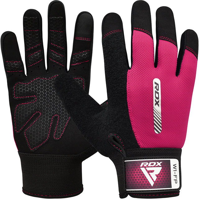 GYM WEIGHT LIFTING GLOVES W1 FULL PINK-S - PINK,SMALL