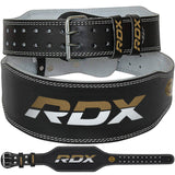 BELT 6" LEATHER BLACK GOLD-2XL - GOLD,2XL