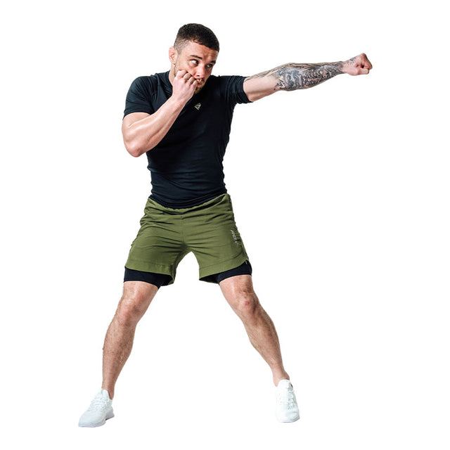 MMA SHORTS T16 ARMY GREEN/BLACK-2XL - GREEN/BLACK,2XL