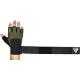 GYM WEIGHT LIFTING GLOVES W3 ARMY GREEN WITH EVA PADDING-XL - ARMY GREEN,XL