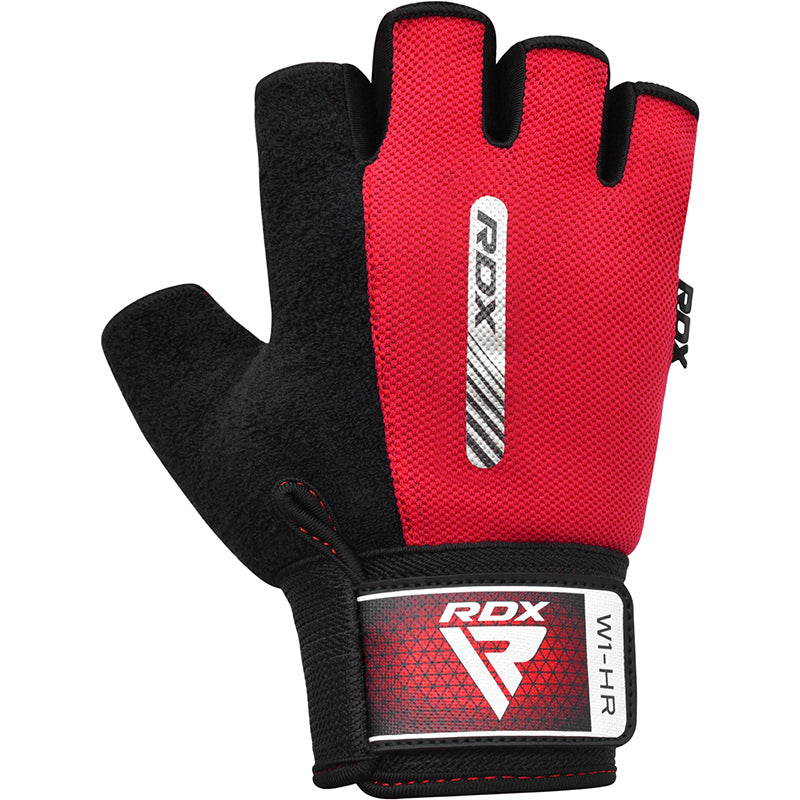 GYM WEIGHT LIFTING GLOVES W1 HALF RED-M - RED,MEDIUM