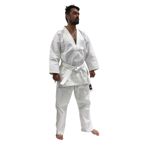 Kicksport Student V-NECK Uniform WHITE - ADULT 180cm (KSVNW)