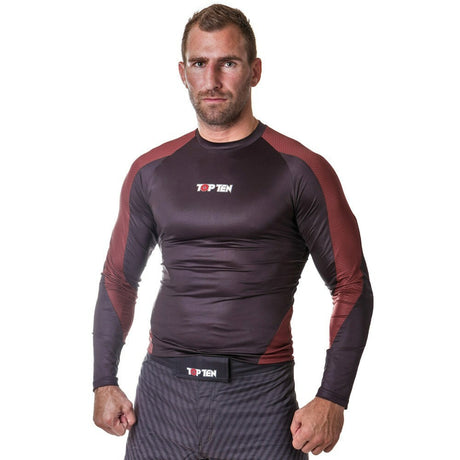 TOP TEN MMA Rash Guard "Budo" Red (1416-4) - S - S