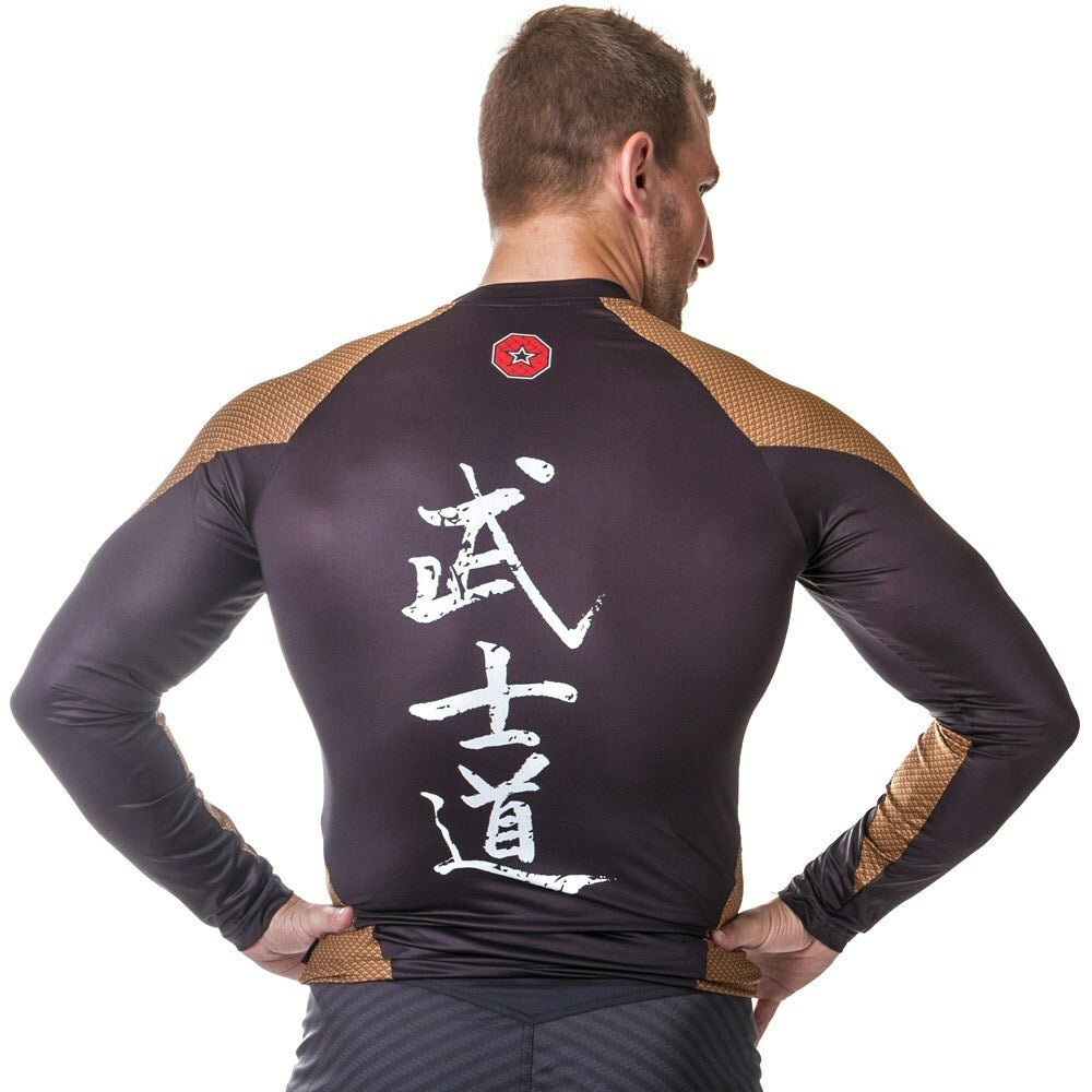 TOP TEN MMA Rash Guard "Budo" Brown (1416-2) - S - S