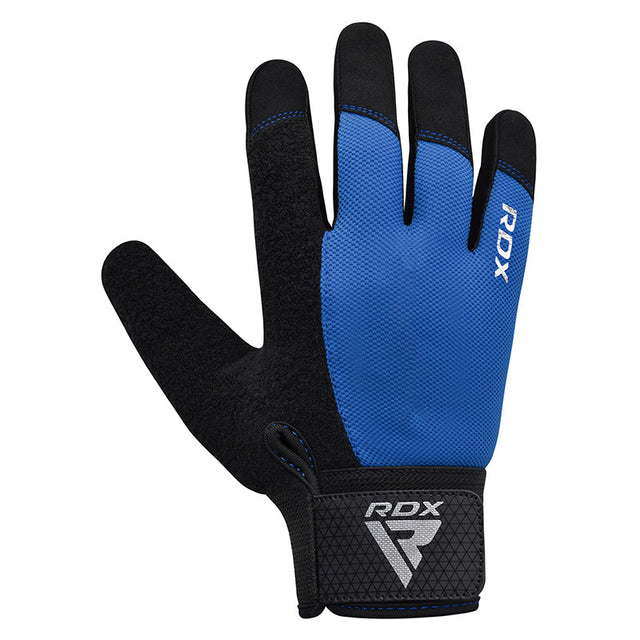 GYM WEIGHT LIFTING GLOVES W1 FULL BLUE PLUS-L - BLUE,LARGE