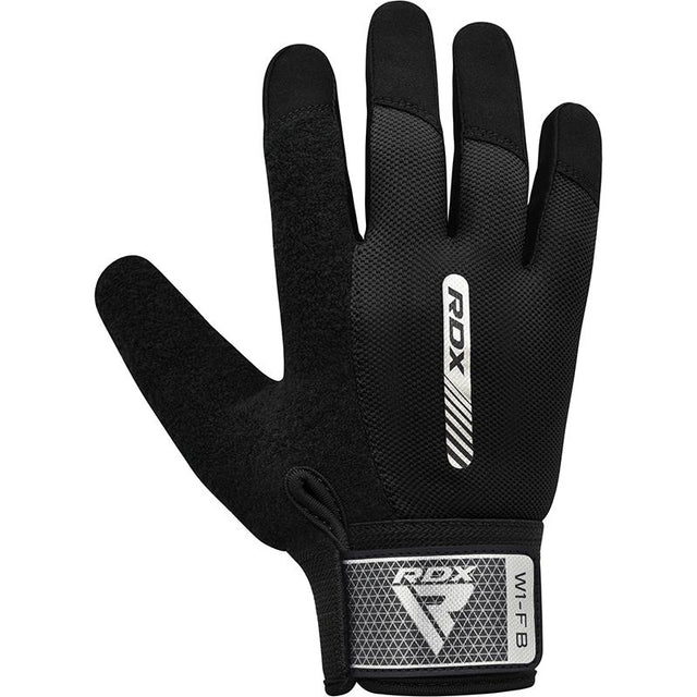 GYM WEIGHT LIFTING GLOVES W1 FULL BLACK-S - BLACK,SMALL