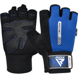 GYM WEIGHT LIFTING GLOVES W1 HALF BLUE-XL - BLUE,XL