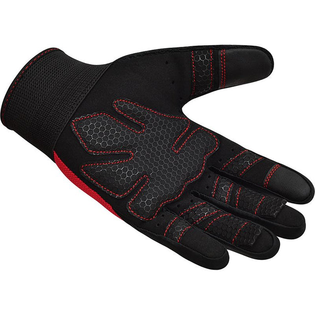 GYM WEIGHT LIFTING GLOVES W1 FULL RED-M - RED,MEDIUM