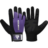 GYM WEIGHT LIFTING GLOVES W1 FULL PURPLE-L - PURPLE,LARGE