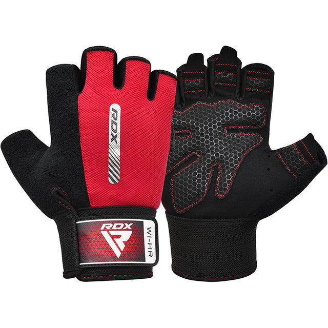 GYM WEIGHT LIFTING GLOVES W1 HALF RED-L - RED,LARGE