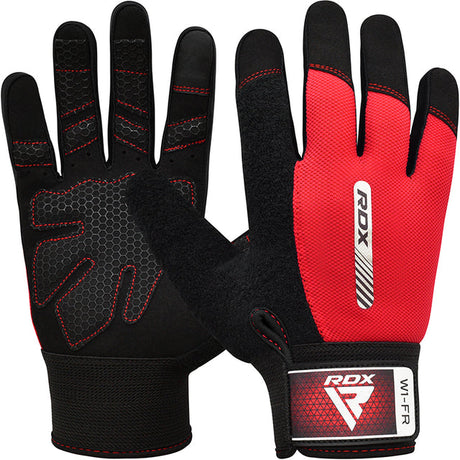 GYM WEIGHT LIFTING GLOVES W1 FULL RED-S - RED,SMALL