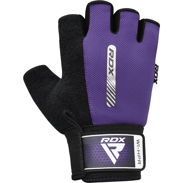 GYM WEIGHT LIFTING GLOVES W1 HALF PURPLE-M - PURPLE,MEDIUM