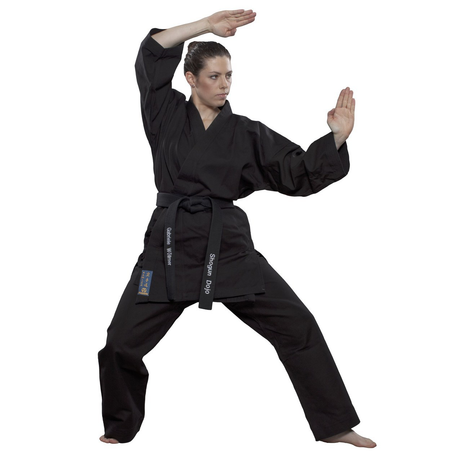 "Kamiza" Karate Uniform 12oz - BLACK - Adult 160cm to 200cm - (024-9)