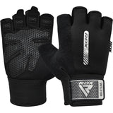 GYM WEIGHT LIFTING GLOVES W1 HALF BLACK-M - BLACK,MEDIUM