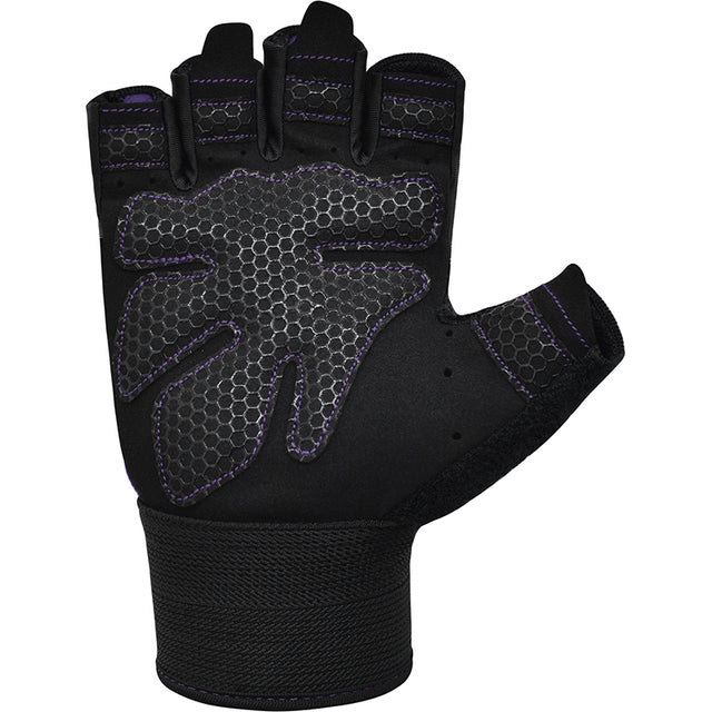 GYM WEIGHT LIFTING GLOVES W1 HALF PURPLE-L - PURPLE,LARGE