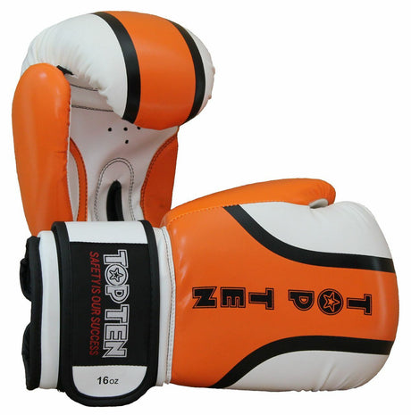 TOP TEN Boxing Gloves "Rallye" Orange/White 10oz/12oz/16oz (2274-13) - 10oz - 10oz