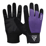 GYM WEIGHT LIFTING GLOVES W1 FULL PURPLE PLUS-L - PURPLE,LARGE