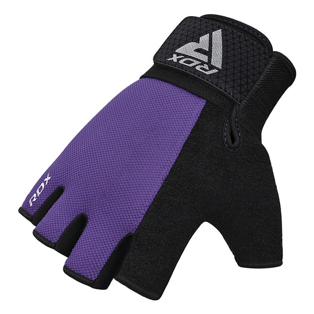 GYM WEIGHT LIFTING GLOVES W1 HALF PURPLE PLUS-M - PURPLE,MEDIUM