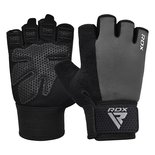 GYM WEIGHT LIFTING GLOVES W1 HALF GRAY PLUS-S - GRAY,SMALL