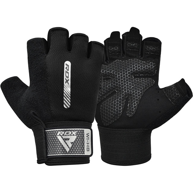 GYM WEIGHT LIFTING GLOVES W1 HALF BLACK-M - BLACK,MEDIUM