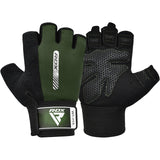 GYM WEIGHT LIFTING GLOVES W1 HALF ARMY GREEN-M - ARMY GREEN,MEDIUM