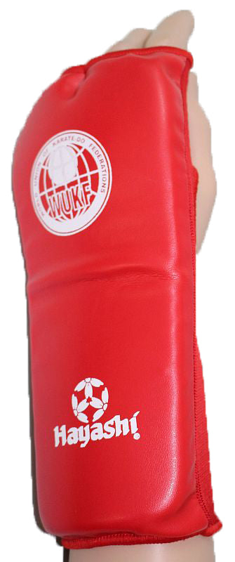 HAYASHI Shobu Ippon Karate Mitts "WUKF Approved" - (204-1) - Red - Medium - Red,Medium