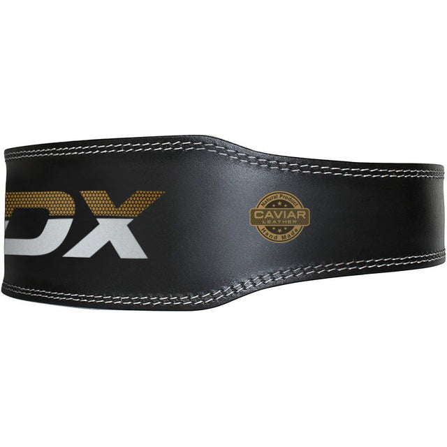 BELT 6" LEATHER BLACK GOLD-2XL - GOLD,2XL