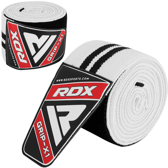 GYM KNEE WRAPS WHITE/BLACK PLUS