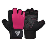 GYM WEIGHT LIFTING GLOVES W1 HALF PINK PLUS-M - PINK,MEDIUM