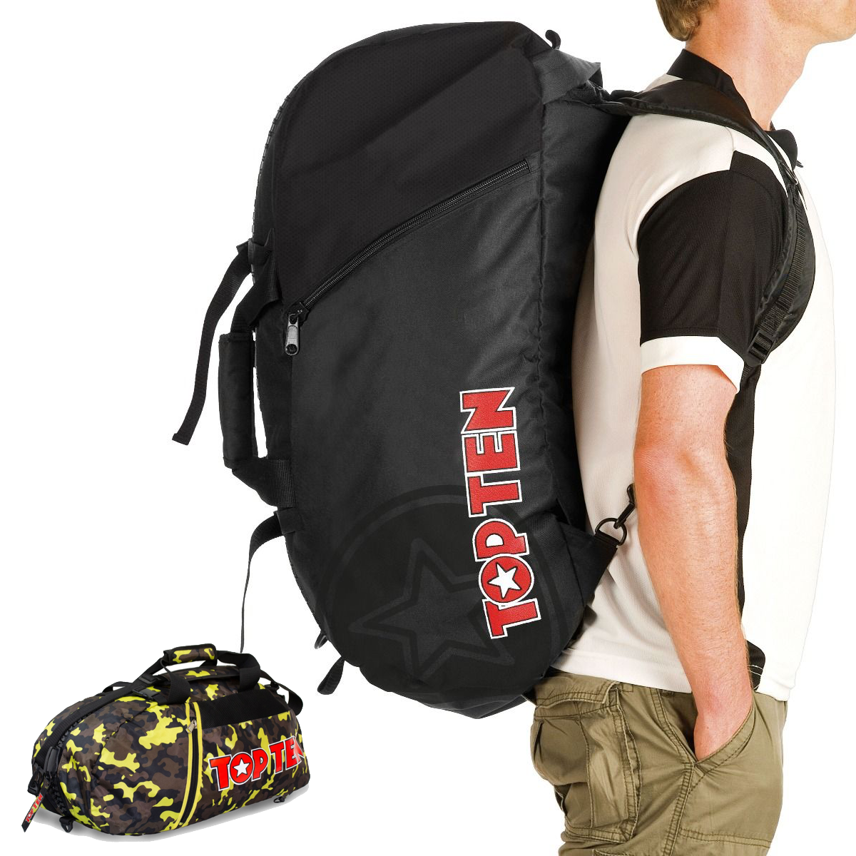 TOP TEN Sports Backpack Combo CAMO/YELLOW Medium