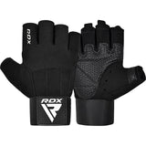 GYM WEIGHT LIFTING GLOVES W3 BLACK WITH EVA PADDING-M - BLACK,MEDIUM