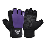 GYM WEIGHT LIFTING GLOVES W1 HALF PURPLE PLUS-L - PURPLE,LARGE