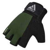 GYM WEIGHT LIFTING GLOVES W1 HALF ARMY GREEN PLUS-S - ARMY GREEN,SMALL