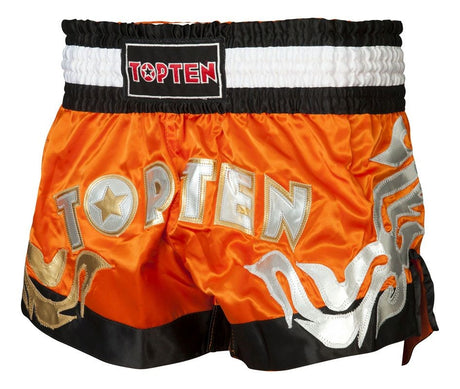 TOP TEN Kickboxing Shorts Thai Style "Neon" in 3 Colours (1862-235) - Orange - XXL - Orange,XXL