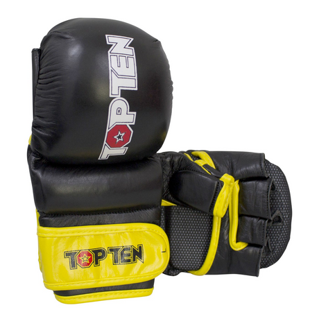 TOP TEN Striking Gloves MMA "Thumb Guard" Black/Yellow (23341-92) - Small - Small