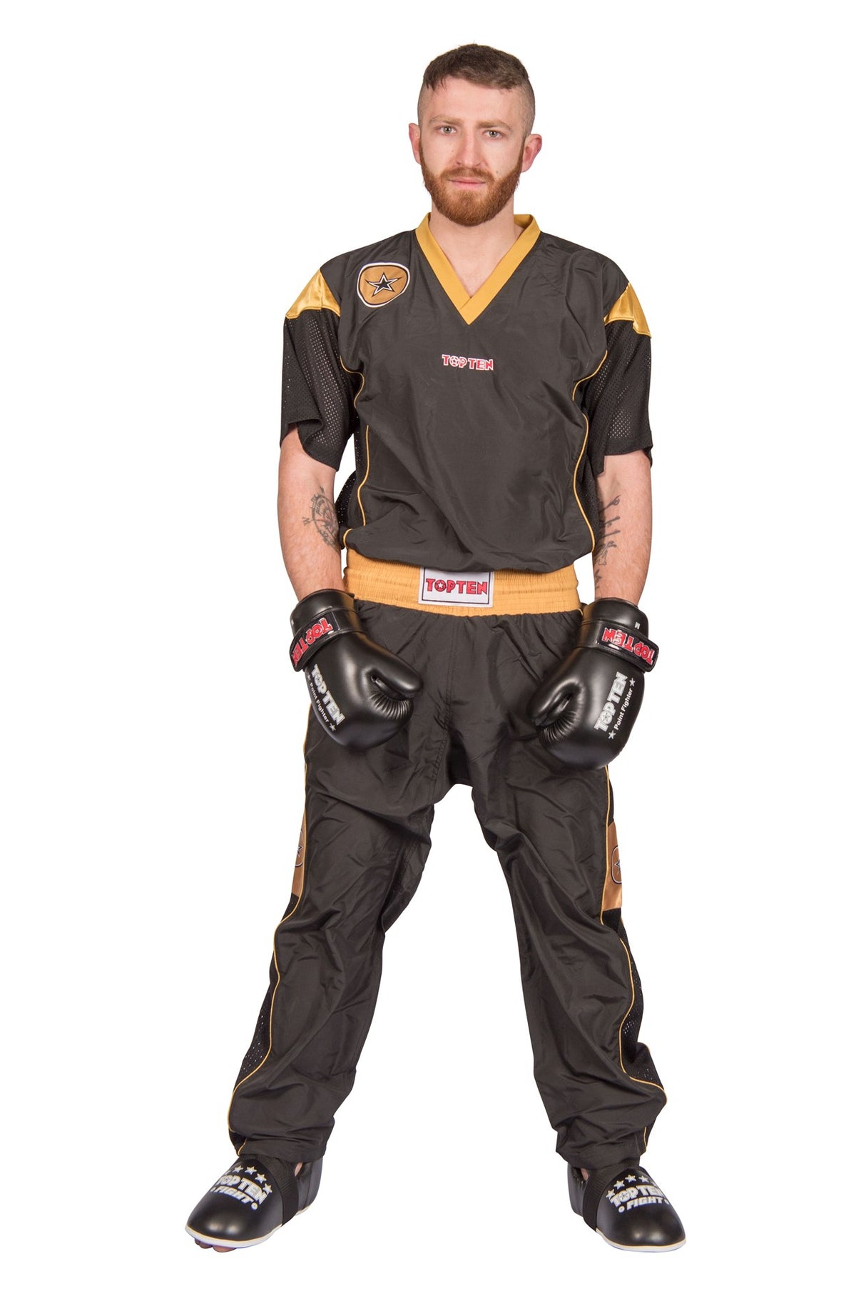 Kickboxuniform „Star Edition“ - Black/Gold,130cm