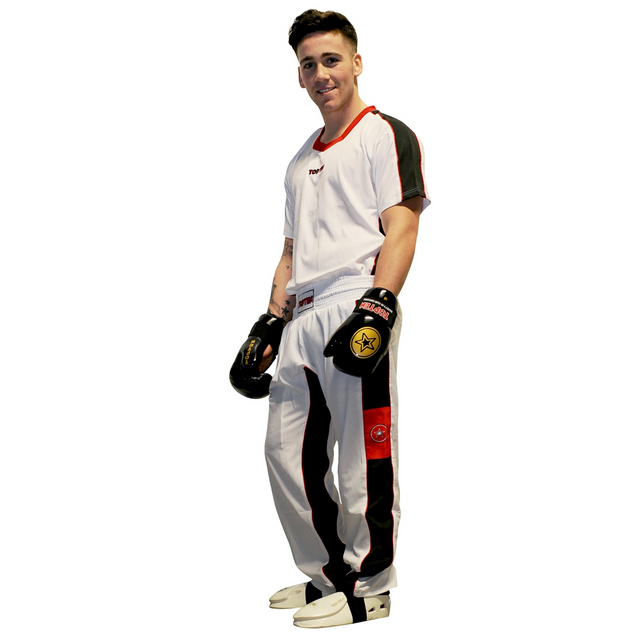 TOP TEN Kickboxing Uniform "Flexz" White/Black (1687-1A) - 160cm - 160cm