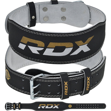 BELT 4" LEATHER BLACK GOLD-XL - BLACK GOLD,XL