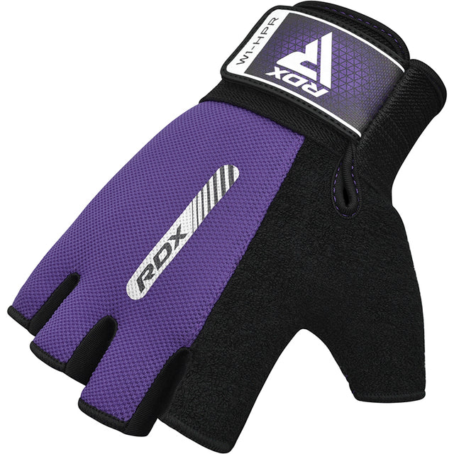 GYM WEIGHT LIFTING GLOVES W1 HALF PURPLE-S - PURPLE,SMALL