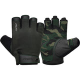 GYM TRAINING GLOVES T2 HALF ARMY GREEN PLUS-M - Medium