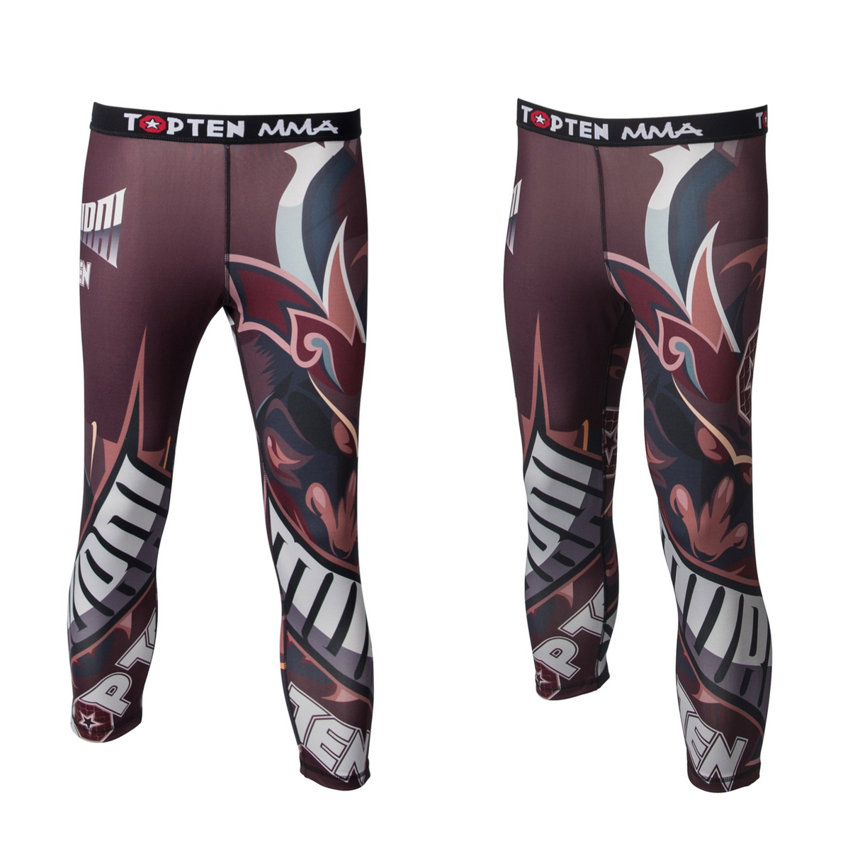 MMA compression Capri pants TOP TEN "Samurai" (18803-14) - Red - XS - Red,XS