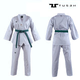 Tusah White Collar WTF Approved Uniform - Size 160cm (TTPWH)